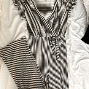 Caution to the wind black and white small jumpsuit